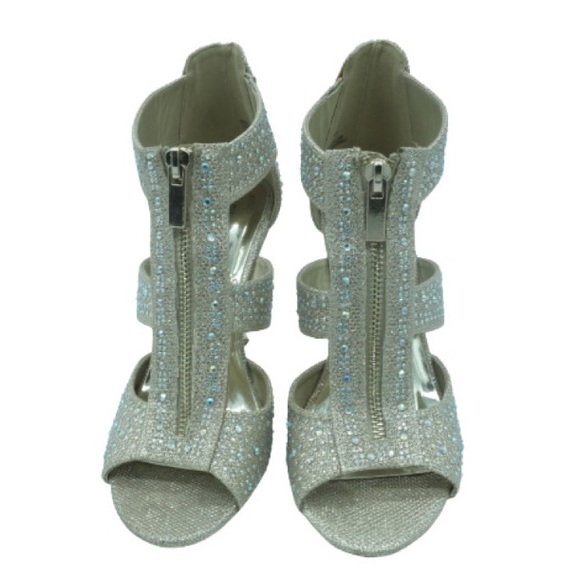 Rhinestone Gold Mirage Sparkle Heel Shoes Pumps - Picture 4 of 5